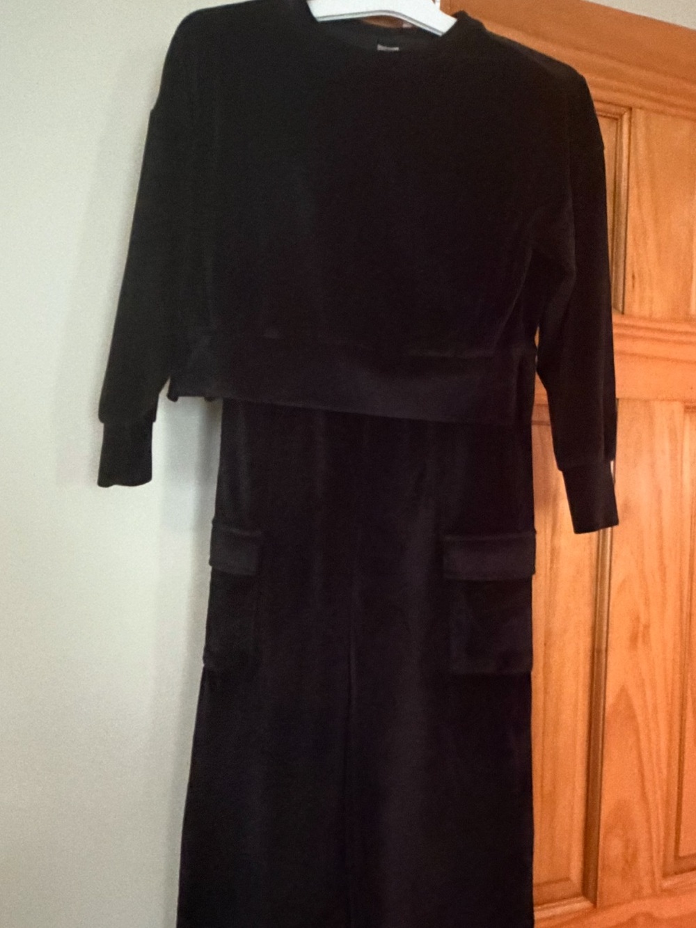 Kids Black Velvet Long Sleeve Matching Set
